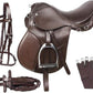 Leather English Riding Horse Saddle Starter Kit Brown Saddle Combo Pack Set of 7 pcs