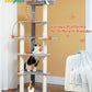 PETEPELA 61" Cat Tree for Indoor Cats, [6-Levels] Cat Climbing Tower with 9 Sisal Scratching Posts and Replaceable Dangling Ball &Top Perch, Grey