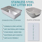 Stainless Steel Cat Litter Box 2 Pack,XL Metal Litter Box for Big Cats, Cat LitterBox Metal Pet Toilet Easy to Clean,High Sided Litters Boxes Adult Big Cats,Non Stick, No Smell,23.6"x15.8"x6"