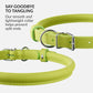 CollarDirect Rolled Leather Dog Collar, Soft Padded Round Puppy Collar, Handmade Genuine Leather Collar Dog Small Large Cat Collars 13 Colors (11-14 Inch, Lime Green Smooth)