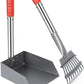 Heeyoo Dog Pooper Scooper, Dog Poop Tray and Rake Set, Pet Waste Removal Scoop with Long Adjustable Sectional Stainless Handles