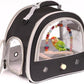 Portable Parrot Travel Cage Carrier with Small Swing Toy&Cage Colorful Toys Set Small Bird Parakeet Bag with Standing Perch Bird Carry Transport Bag (Black, Carreir/Swing)