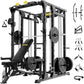 F4 Smith Machine, Power cage with Adjustable Cable Crossover System, All-in-One Squat Rack Training Equipment for Home Gym