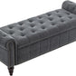58’’ Storage Bench for Bedroom, Upholstered Button-Tufted Ottoman with Solid Wood Legs, Large End of Bed Shoe Cabinet, Window Seat Foot Rest Stool for Entryway, Closet, and Living Room (Dimgray)