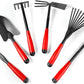 Set of 7 Gardening Tool Set, Rust-Resistant Handy Tools for Gardening, Ideal Gardening Gift Set, Including Trowel, Weeder, Hoes, and Rakes (Red)