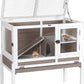 Aivituvin Wooden Guinea Pig Cages Indoor with Removable Stand, Anti Chewing Rabbit Hutch with Ramp and Wire Mesh, 2 Story Small Animals House Habitat with Pull Out Tray (Brown)