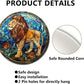 Lygond Metal Sign Tin Sign Circular Stained Glass Lion Garage Sign for Garden 12×12 Inches