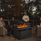 Propane Fire Pit Table,44 Inch 55000 BTU Outdoor Gas Fire Pit Rectangular with Glass Wind Guard for Outside Patio Deck (Brown-Glass Top)