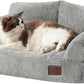 Hollypet Fluffy Plush Pet Cat Couch Soft Calming Pet Sofa Bed for Medium Small Cats and Dogs, Silver Gray
