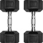 RitFit 5-650 LBS PVC Encased Hex Dumbbell Sets with Optional Rack for Home Gym, Hand weight with Chrome Handle for Strength Training, Workouts