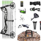 Archery Compound Bow Hunting Set 20-70lbs Adjustable Pull 320fps Speed with 5 Pin Sights and 9 Carbon Arrows for Teens and Adults Target Practice Outdoor Hunting Full Set of Accessories
