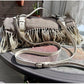 Picnic Blanket Extra Large Waterproof with Strap 59"x79" - Machine Washable Tassels Faux Wool Cashmere for Park, Grass, Camping, Hiking, Concerts (Deep Tan with white shoulder strap, 59"X79")