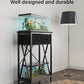 Fish Tank Stand for 5-10 Gallon Fish Tank: Aquarium Stand with Power Outlet - Metal 10 Gallon Tank Stand with Cabinet Drawer Storage for Turtle Tank, Reptile Terrarium (Black, 220LBS Capacity)
