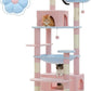 PAWZ Road Flower Cat Tree, 72 Inches Large Cat Tower with Steel Frame Hammock and 7 Scratching Posts, Tall Cat Tree with 2 Condos and Perches for Large Indoor Cats - Blue