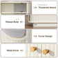 Cream White 39.4" W 2-Tier Shoe Bench with Storage | Entryway Bench with Padded Cushion, Sliding Doors & 5 Hooks