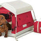 Dog Tent Cotton Fabric, Aluminum Poles and Camping Mat, Outdoor Weatherproof, Dog House Outdoor, Breathable with 2 Side Windows, Portable and Collapsible (Red, Small)