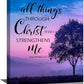 Christian Tree Wall Art I Can Do All Things Canvas Wall Decor Prints Framed Painting Purple Pictures Gifts Artwork for Bathroom Bedroom 12"x16"