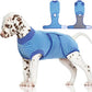 FUAMEY Recovery Suit for Dogs After Surgery,Soft Breathable Dog Bodysuit E-Collar & Cone Alternative Surgical Suit,Male Female Dog Neuter Spay Suits Anti Licking Wounds Onesie Navy Blue Strips XS