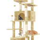 69in Large Cat Tree Tower for Indoor Cats with Soft Plush Hang Ball, Two Condos, Sisal Scratch Posts & Rope Play for Kittens/Adult Cats, Beige