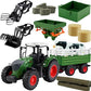 Farm Toys Tractor with Trailer-16.5 Inches Tractor Playset 1/24 Scale Gripper Frontloader Spreader for Boys Kids Toddlers Age 3-7 Years Old