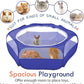 Pawaboo Small Animals Playpen, Waterproof Small Pet Cage Tent with Zippered Cover, Portable Outdoor Yard Fence with 3 Metal Rod for Chick/Kitten/Puppy/Guinea Pig/Rabbits/Hamster/Chinchillas,Indigo
