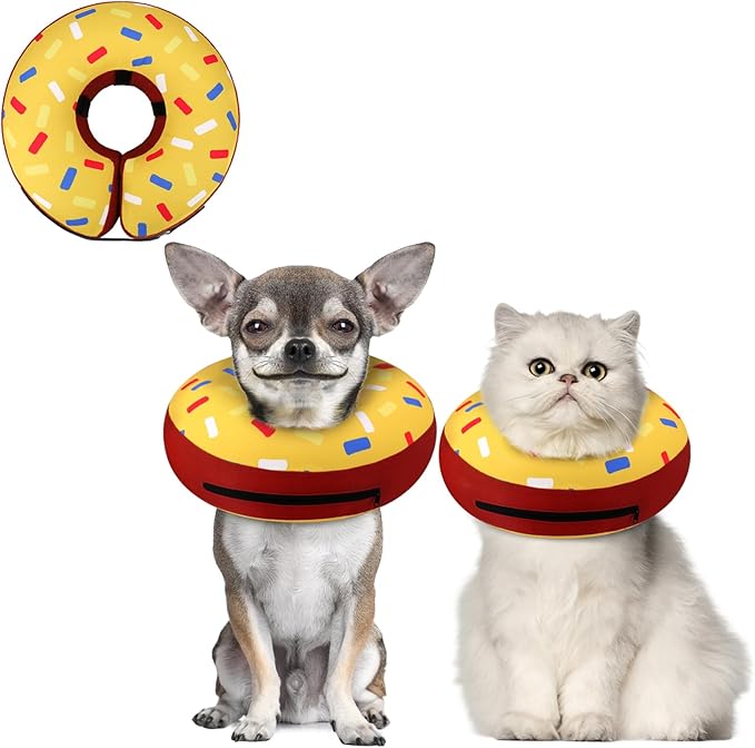 Supet Inflatable Dog Cone Collar for Small Dogs Puppies Cats, Soft Dog Cone Alternative After Surgery for Puppies Cats to Stop Licking