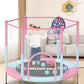 BLUERISE Trampoline 55IN 6FT Toddler Trampoline for Kids Indoor Outdoor Play for Kids Trampoline Basketball Hoop Attachment with Enclosure Net Easy to Assemble Outdoor Indoor Trampoline