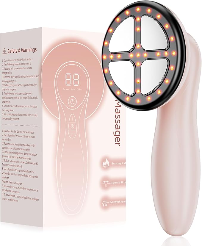 Depsoul Cellulite Massage Tool - 3 Modes 10 Levels Electric Cellulite Body Massager Machine, Skin Tightening Device with Heating Function for Home Use on Belly, Arm, Waist, Leg, Buttocks, Back