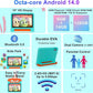 2025 Kids Tablet 10 inch Android 14 Tablets for Kid Octa-Core, 20GB+128GB (TF 1TB), Toddler Tablet with Shockproof Case, 2.4G+5G WiFi 6, Parental Control, Face Unlocked, Split Screen, BT5.0 (Green)
