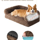 EHEYCIGA Foldable XL Dog Bed, Faux Fur Fluffy Pet Couch Bed for Large Dogs, Orthopedic Calming Memory Foam Big Pet Bed, Washable Soft Pet Sofa Bed with Non-Slip Bottom, Brown, 46"x34"x6.5"