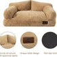 Hollypet Fluffy Plush Pet Dog Cat Couch Soft Calming Pet Sofa Bed for Medium Small Cats and Dogs, Light Brown