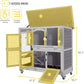 Aivituvin Rabbit Hutch Indoor, Bunny Cage with Wheels, 2-Story Design, 2 Deep Trays, Anti Slip Ramp, Ideal for Small Animals - Grey