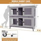 GUTINNEEN Folding Rabbit Hutch Indoor Bunny Cage in No Time Assemble Guinea Pig Cage Rabbit House Movable
