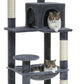 Cat Tree for Large Cats with Metal Plush Big Hammock, 56.3" Cat Tower for Indoor Cats with 2 Door Condo House, 6-Tier Cat Shelves with Scratching Posts and Large Top Perch, Dark Gray