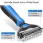 YINGFAN Pet Grooming Combo, Double-Sided Dematting Deshedding Undercoat Rake for Dogs and Cats, Extra Wide Dog Brush for Shedding (Blue)