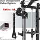 DONOW Smith Machine with Weight Stacks Power Cage Squat Rack Dual Cable Crossover Machine Home Gym Systems Station LAT Pull Down