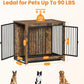 Dog Crate Furniture, Large Dog Crate Furniture, Wooden Cage Kennel Furniture Indoor, Modern Dog Crate with Multi-Purpose Removable Tray, Double-Doors Dog Furniture, Rustic Brown