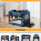 Extra Large Dog Crate with 2 Foldable Bowl, 40 Inch Collapsible Travel Dog Crate Kennel with Soft Blanket for Medium Dogs,Indoor & Outdoor (40" L x 27" W x 27" H, Navy)