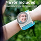 TOPGO Magnetic Running Phone Holder for iPhone, HD Mirror & Extendable Anti-Drop Rope for Gym/Yoga, 360° Rotatable Wrist Phone Holder, Fits iPhone 16 Pro & Android (Blue, 2 Straps)