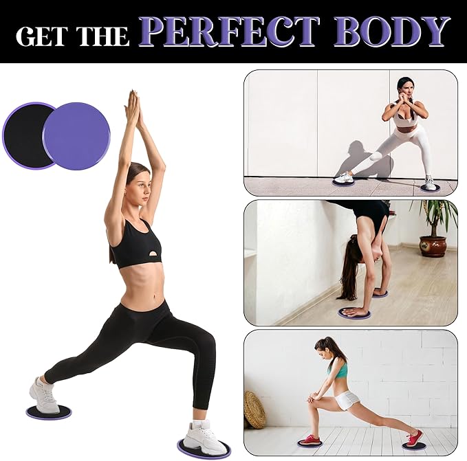 ZILLEEN Exercise Sliders for Working Out Fitness Discs for Pilates Women Men, 2 Pack