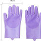 Pet Grooming Gloves，Heat-Resistant Silicone Gloves with High-Density Teeth for Enhanced Massaging and Bathing of Dogs and Cats (Purple, 1 Pair)