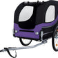 Blue-Grey Large Folding Bike Trailer for Dogs – Heavy-Duty Steel Frame, 66LB Capacity Pet Carrier for All-Terrain Cycling, Jogging & Camping Adventures!