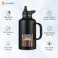 CIVAGO 64 oz Insulated Water Bottle Jug with Straw and Handle, Half Gallon Stainless Steel Water Flask, Large Sports Metal Water Bottle with Straw Lid (3 Lids), Big Thermal Mug Cup, Indigo Black