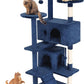 FDW Cat Tree 54in Cat Tower Multi-Level Durable Cat Scratching Post & Cozy Fun Cat Jumping Platform Space Saving Cat Condo Pet Play House for Indoor Cats,Navy Blue