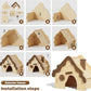 Wooden Hamster Platform and Dwarf Hamster House,Cute Syrian Hamster Tiny House Hideout,Large Balcony Lookout Holes,for Dwarf Gerbils and Mouse Mice Rat Other Small Animals(E)