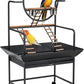 Bird Playstand, 66'' H Inch Birdcage Stand Activity Play Center with Perches and Ladders, Removable Tray, Indoor Outdoor Playground for Parakeet,Cockatiels Conures Parrots, Lockable Caster,Black