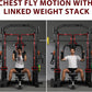 Smith Machine with Chest Fly & Leg Press, All-in-One Home Gym Power Cage with Weight Stack, Bench and Full Accessory Kit for Total Body Strength Training for Beginners