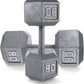 WF Athletic Supply Cast Iron Solid Hexagon Gray/Black Dumbbells, Strength Training Free Weights Set of 2 for Women and Men, Hand Weights Sold by Pairs, Multi-Select Size Options Available
