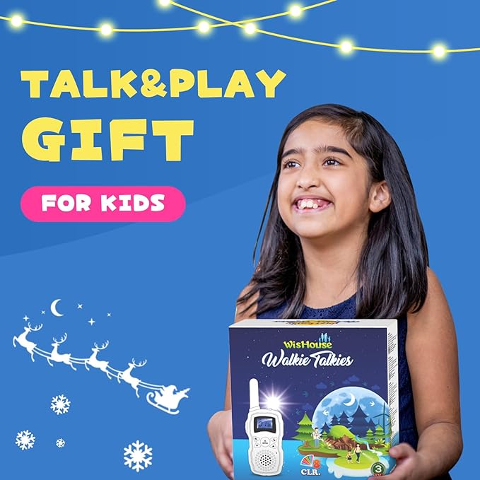 Wishouse Walkie Talkies for Kids Adult Long Range Rechargeable 3 Pack,Girl Wearable Walky Talky Set 2 Way Radio with USB Charger Battery,Camping Games Toy Birthday Xmas Gift for Boy Children Family