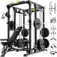 F4 Smith Machine, Power cage with Adjustable Cable Crossover System, All-in-One Squat Rack Training Equipment for Home Gym